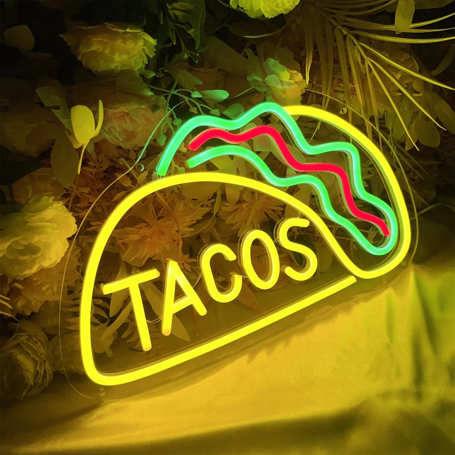 Letrero de Tacos de Neón LED Luces de Neón de Tacos para Decoración de Pared de Restaurante de Comida Mexicana Decoración de Tacos de Neón Iluminado Alimentado por USB Letreros de Neón para Bar de