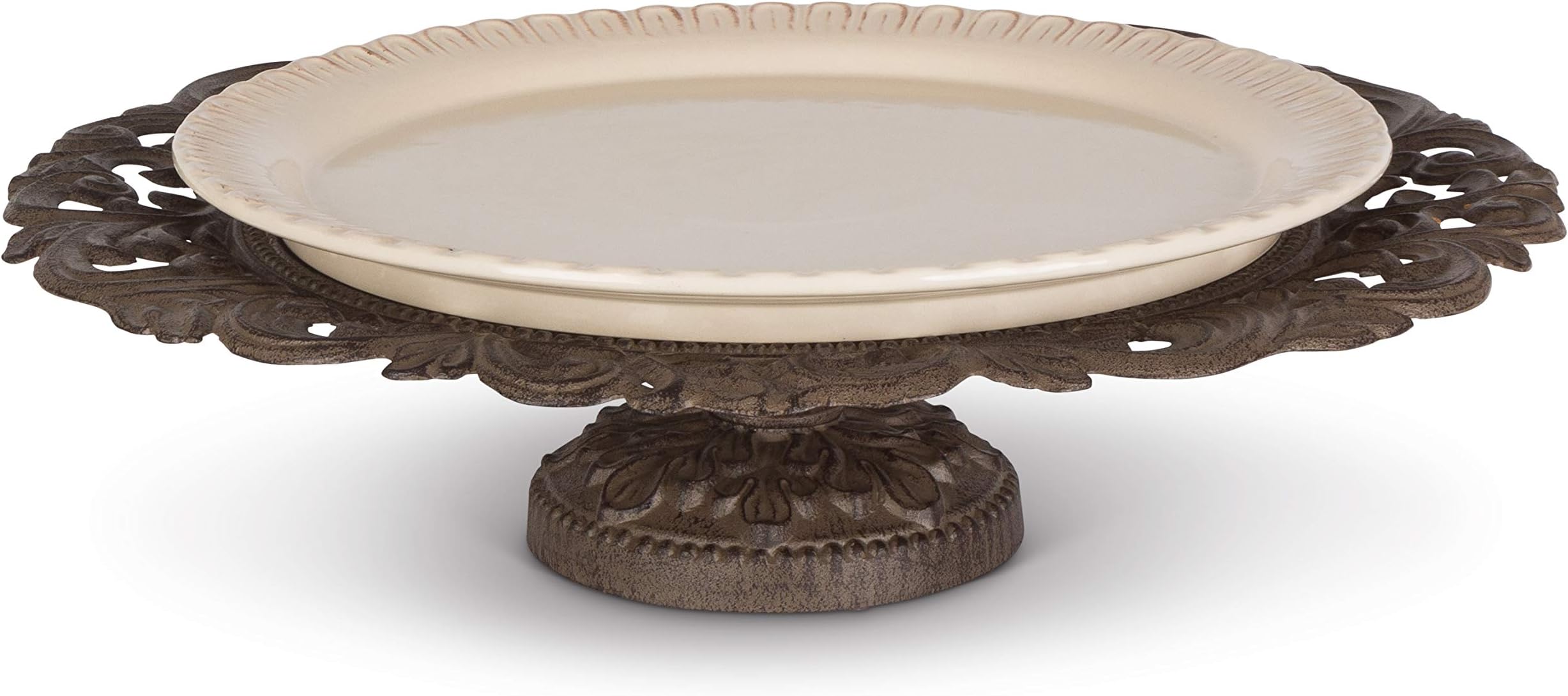 Gg Collection Pedestal Serving Platter W/ Ceramic Plate
