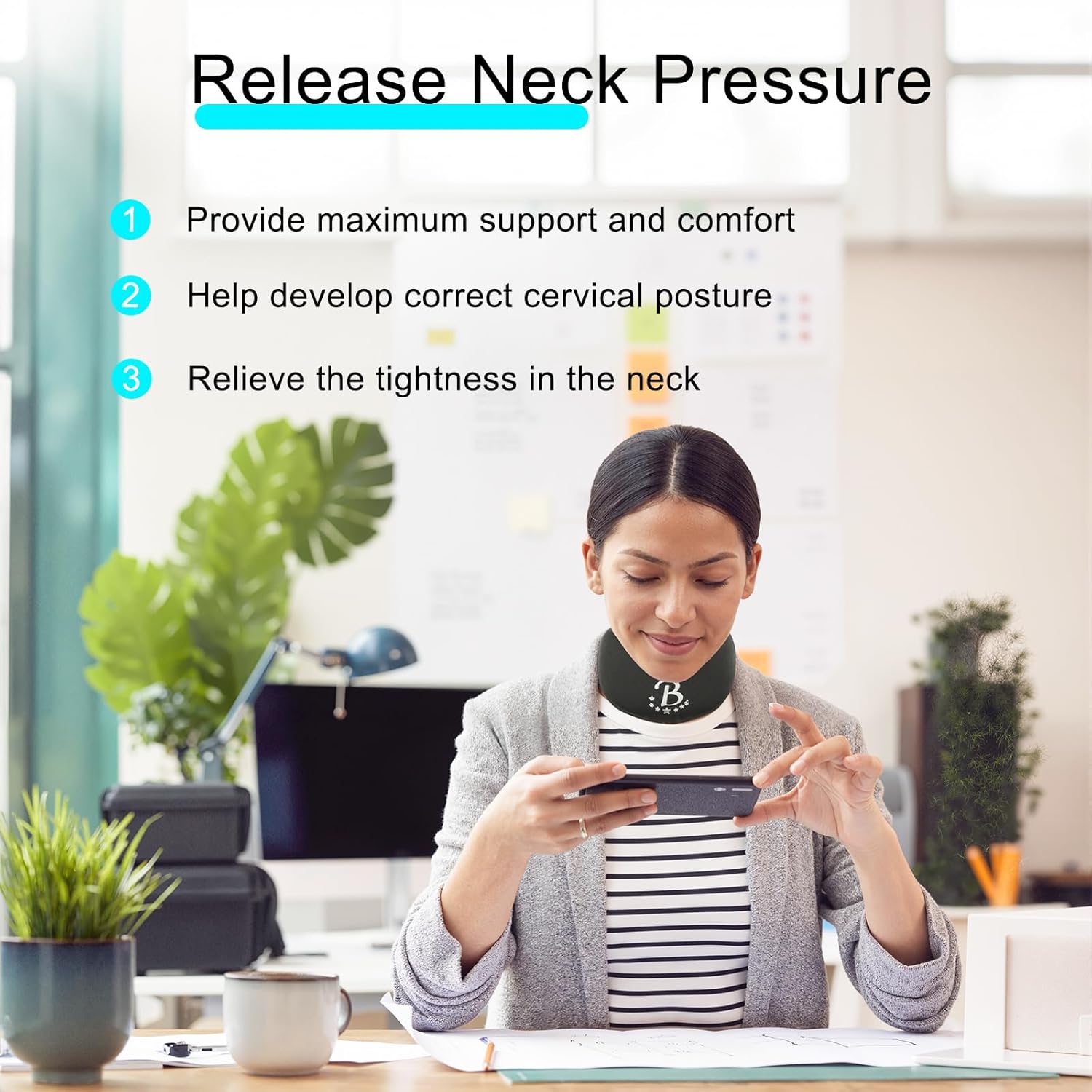 Neck Brace for Sleeping and Posture Correction, Soft Foam Neck Braces Cervical Collar for Neck Pain and Support, Neck Decompression Devices Neck Hump Corrector for Women