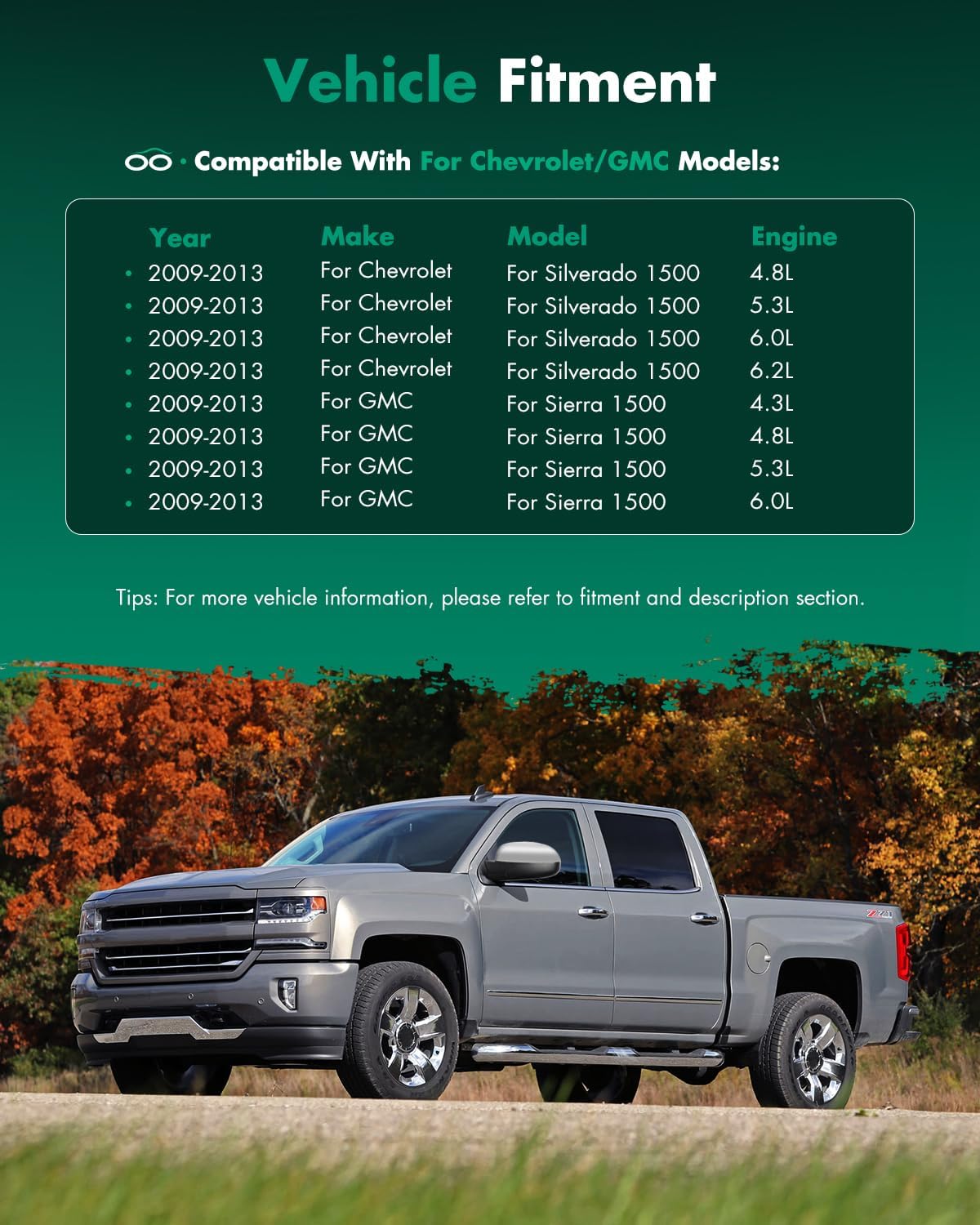 SCITOO Side View Mirror Driver Side Mirror Compatible with 2007 For Chevy Silverado Pickup 2008-2013 For Chevy Silverado 2014 For Chevy Silverado 2500HD 3500HD 2007-2013 For Chevy Tahoe Suburban