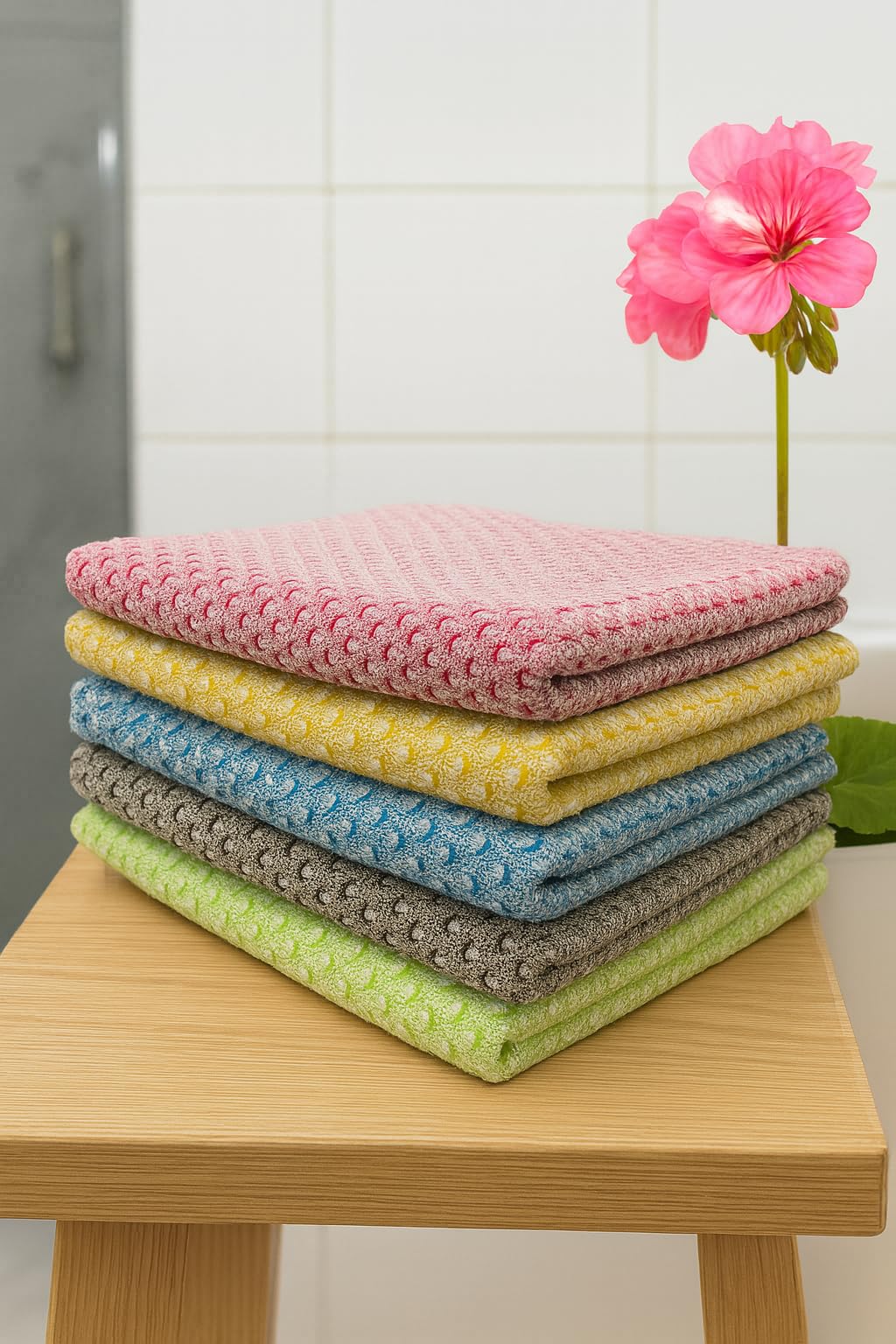 Peerless Bath Towel Set Combo Pack of 5/Cotton/180 GSM/70x140cm