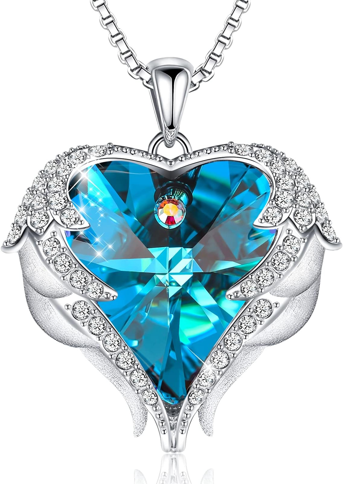 CDE Mothers Day Gifts for Women Angel Wings Necklace for Women with Birthstone, Love Heart Silver Tone/Gold Tone Pendant, Ideal Anniversary or Birthday Jewelry Gifts for Wife Girlfriend Her