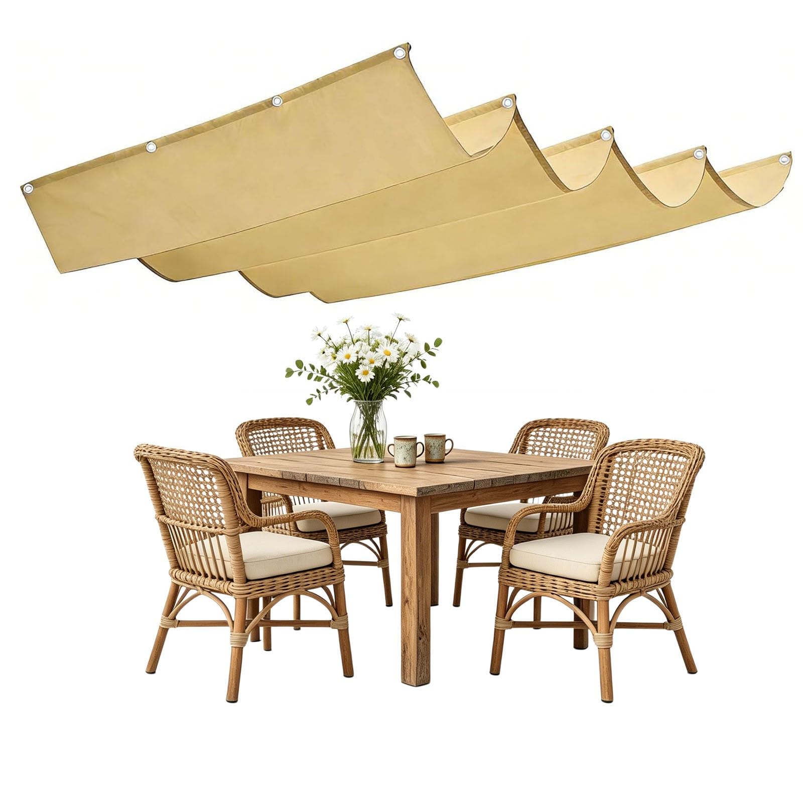 Voile d'ombrage rétractable vague contre la chaleur sur votre terrasse