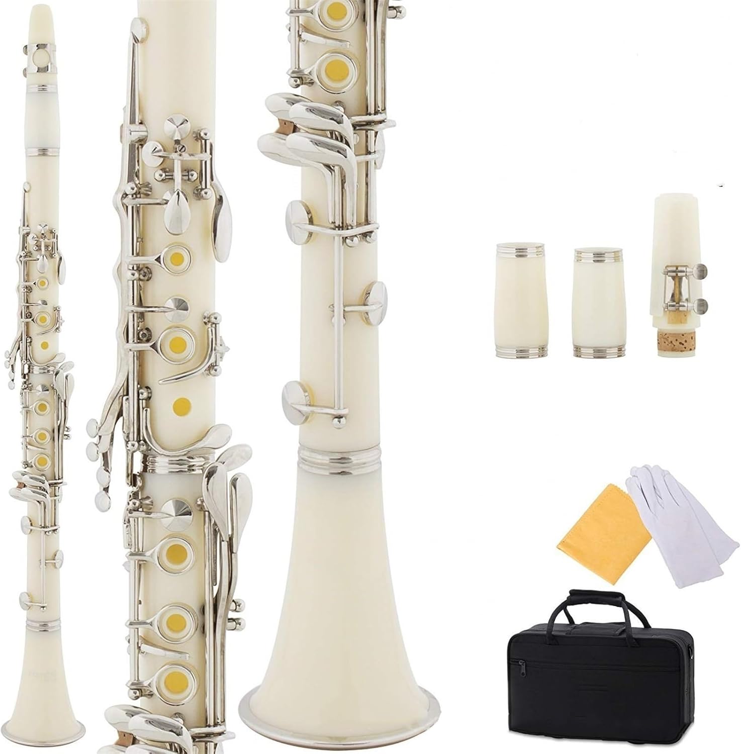 Clarinet Musical Instruments White ABS Clarinet 17th B Flat White Clarinet Black Cloth Cover
