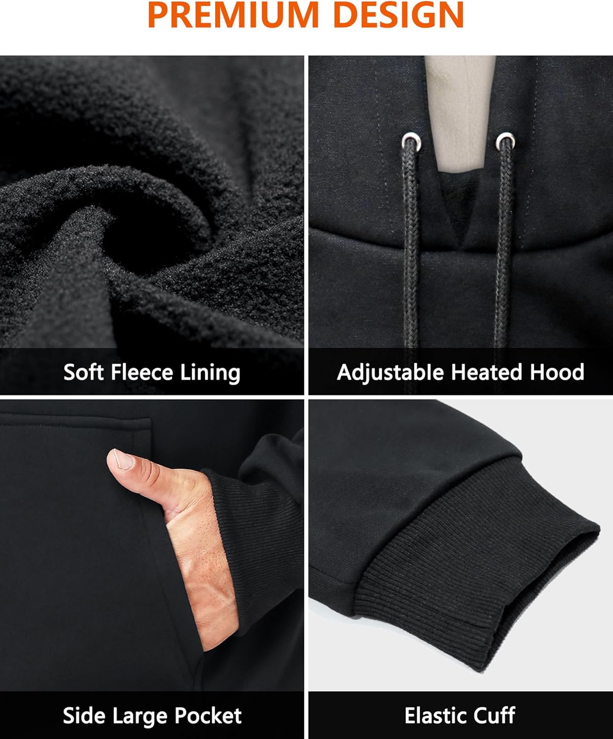 Heated Hoodie for Men Women,Pullover Heated Sweatshirt with 6 Heating Zones and 7.4V Battery Pack - Image 5