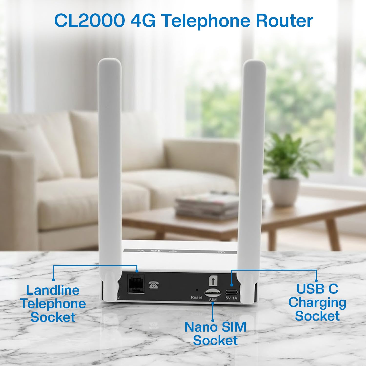 Geemarc CL2000 Connecteur Téléphone Fixe Réseau Mobile 4G Point d'Accès WiFi