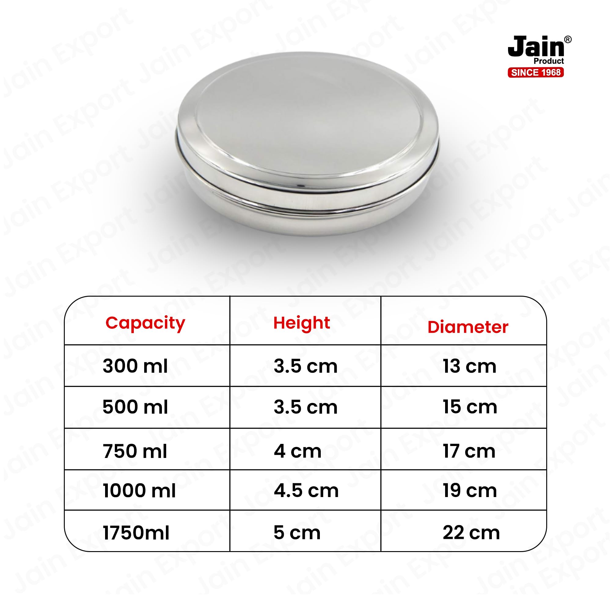Jain Stainless Steel Sleek & Flat Container | Food Grade Chapathi Dabba | Chocolate Box | Snacks Box | 1 Pc - Dia 13cm (300ml) | Durable & Leakproof | Ideal for Snacks - SET OF 1 PCS ONLY - Image 6 thumbnail