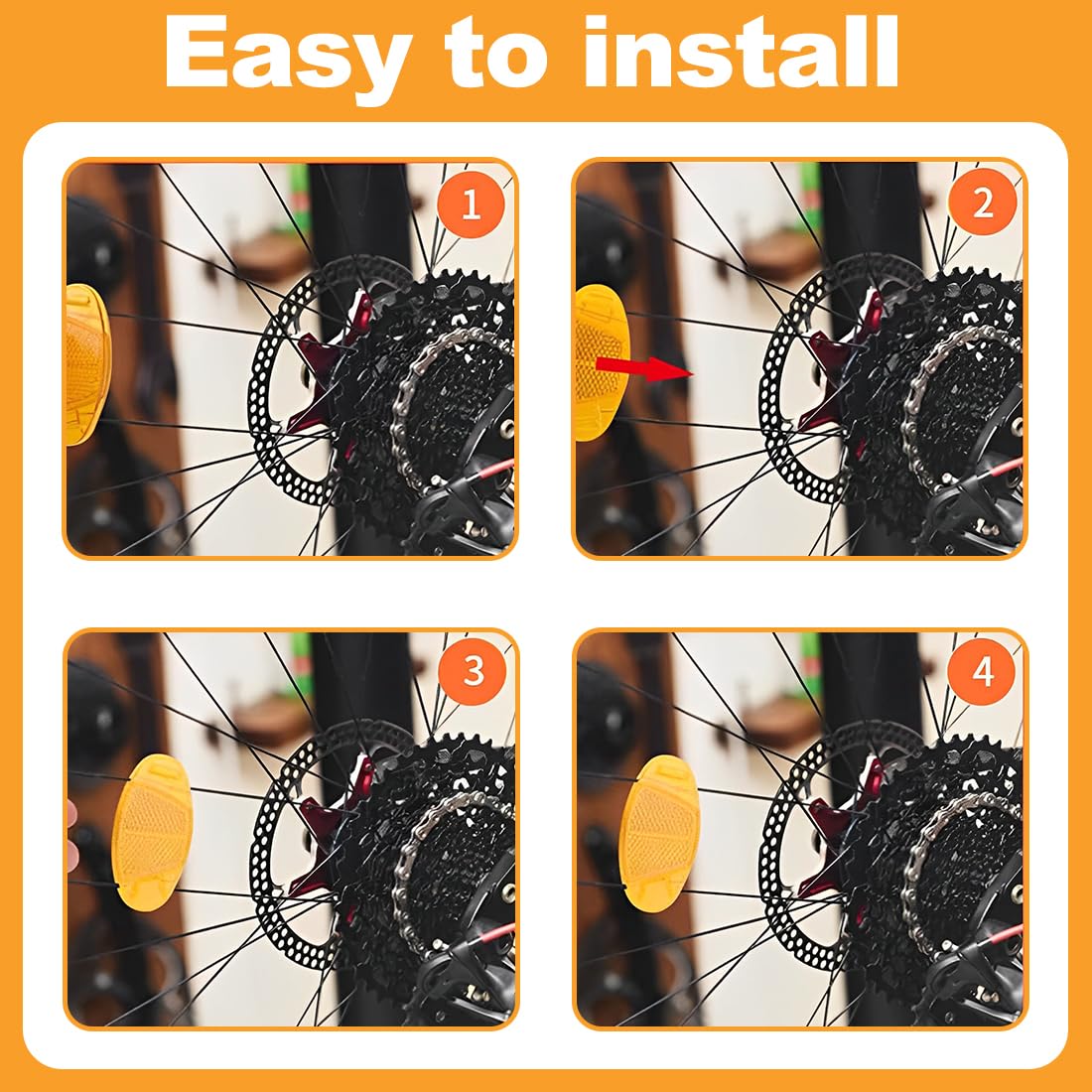 EIHI 6 pezzi Riflettori Raggiera Bicicletta Ad Alta Luminosità Riflettori Bicicletta per Biciclette Conformi Stvzo Catarifrangenti per Tutte Le Ruote Giallo