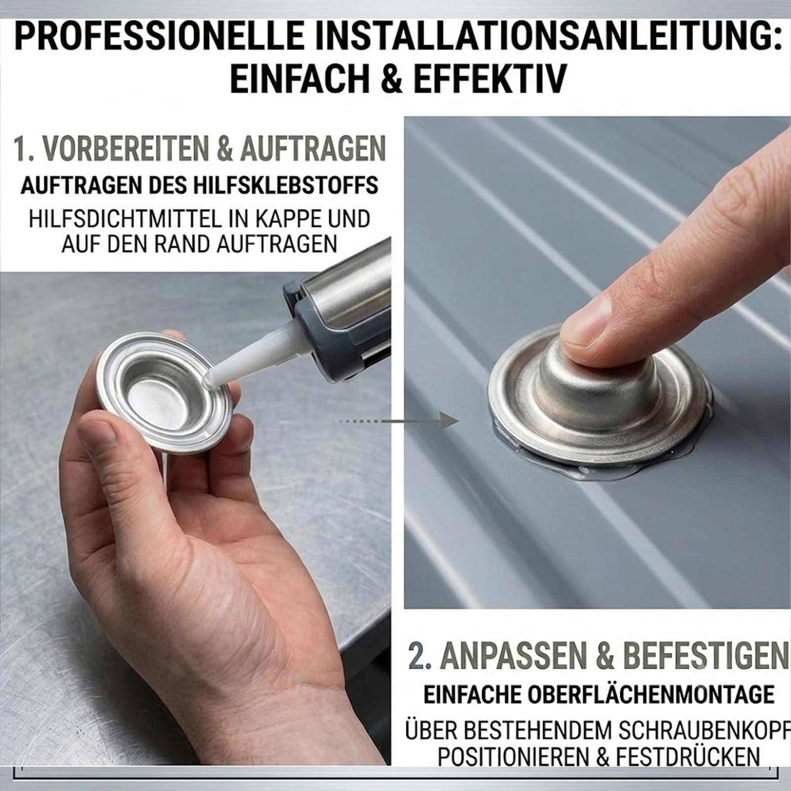 Metall-Dachschraubenkappen mit Aufbewahrungsbox (100 Stück)