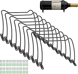 AMGSH Wall Mounted Wine Racks | 10 Pack Iron Wine Bottle Display Holder Rack Hanging Wine Organizer Rack with Screws for Beverages/Liquor Bottles Storage