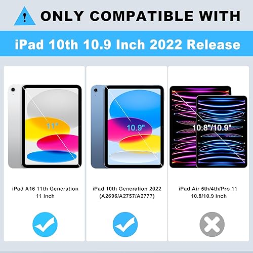 Miniatura 2 de CCMAO Funda para iPad de 10 generación de 109 pulgadas 2022 funda para iPad 10 con soporte y soporte para lápices resistente a prueba de golpes
