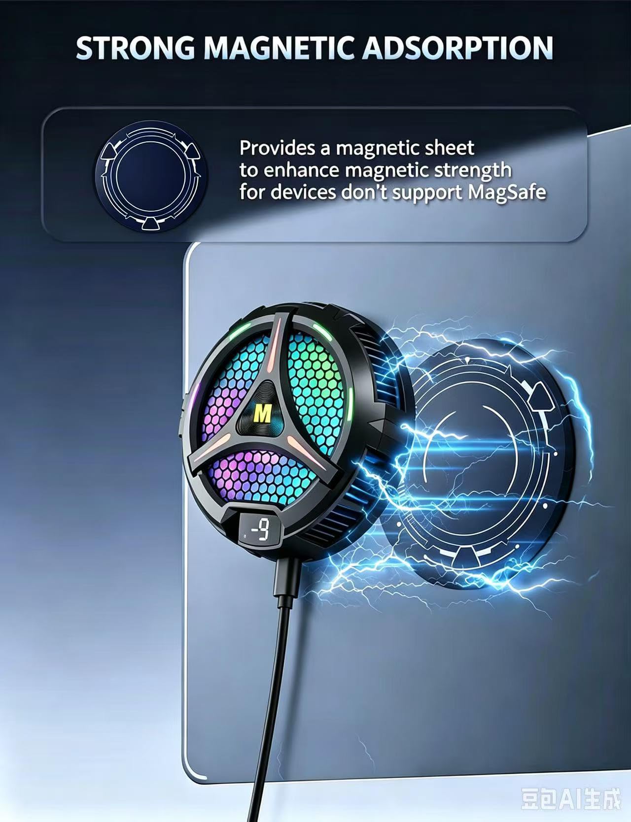 Refroidisseur magnétique pour tablette avec support et manette de jeu