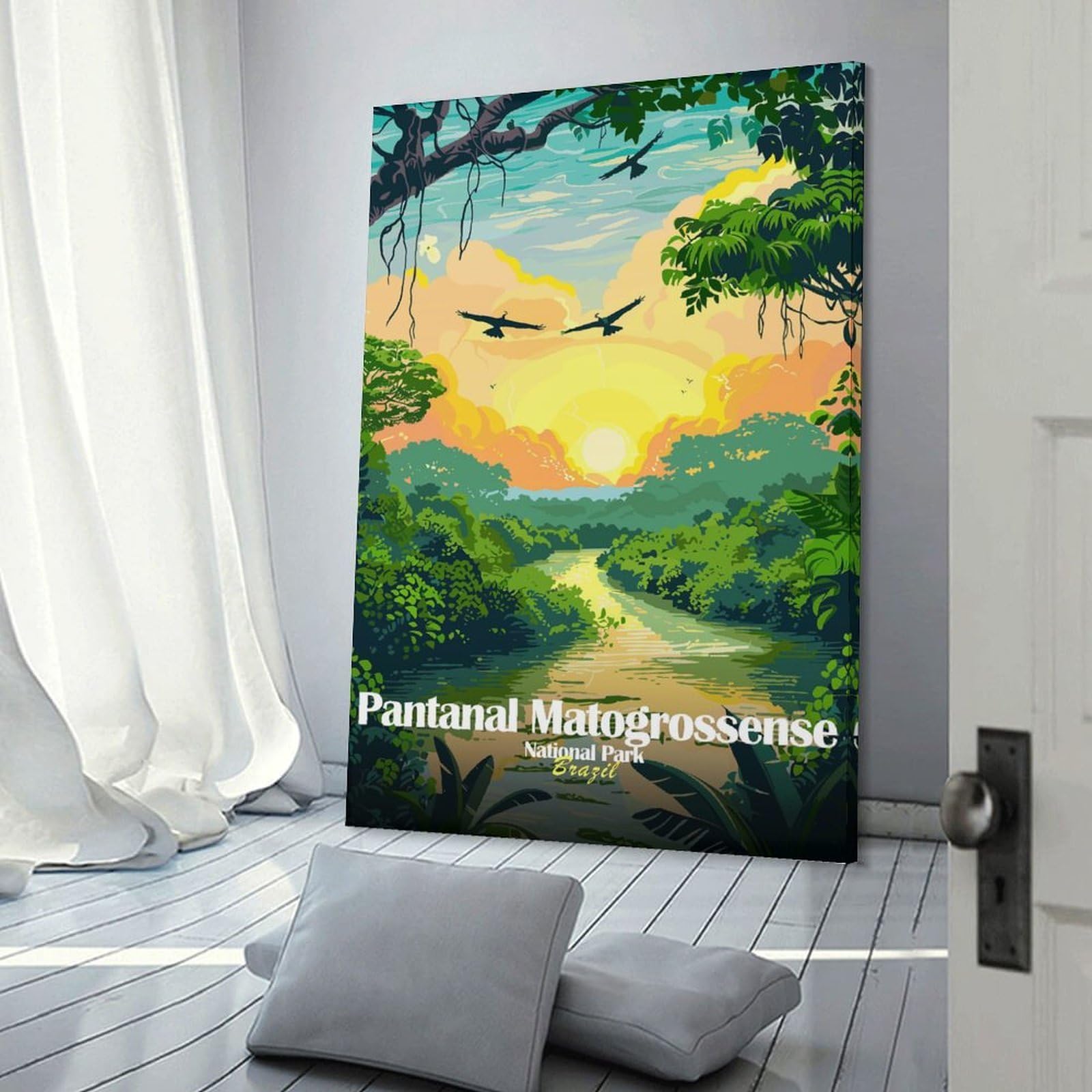 Junmoney Canvas Art Print Pantanal Matogrossense National Park, Brazil, 20x30inch(50x75cm), for New Homes, Bedrooms Or Workspaces, Thoughtful Wall Decor for Art Lovers