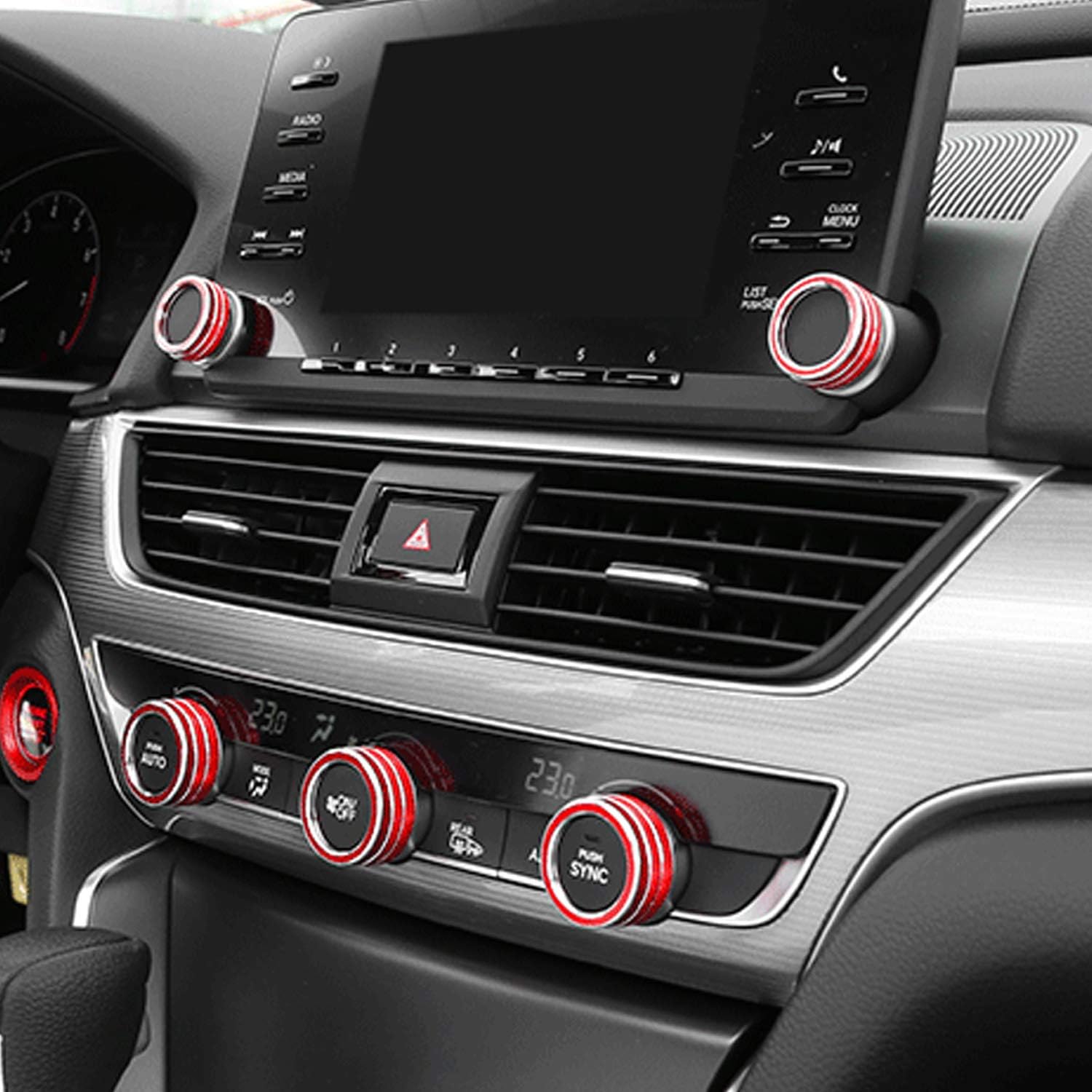 Ramecar for Accord Climate Control Switch AC Knob Sound Volume Button for 10th Gen Honda Accord Sedan Sport EX EX-L LX 2018 2019 2020 2021 2022, Aluminum red, 5pcs