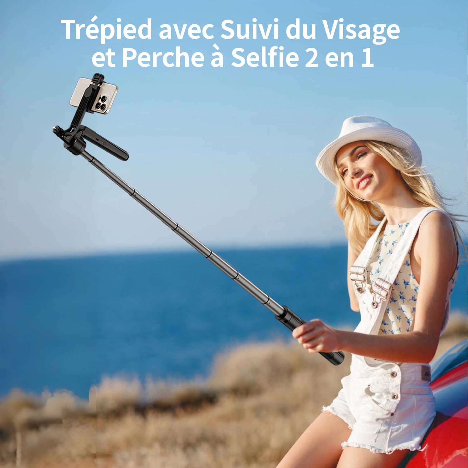 yAyusi Trépied Rotation à 360° de Suivi Automatique du Visage avec Anneau Lumineux,180CM Trépied de Téléphone Perche à Selfie avec Télécommande,Trépieds à Capteur Mouvement pour Vidéo/Vlog (3 Couleur)