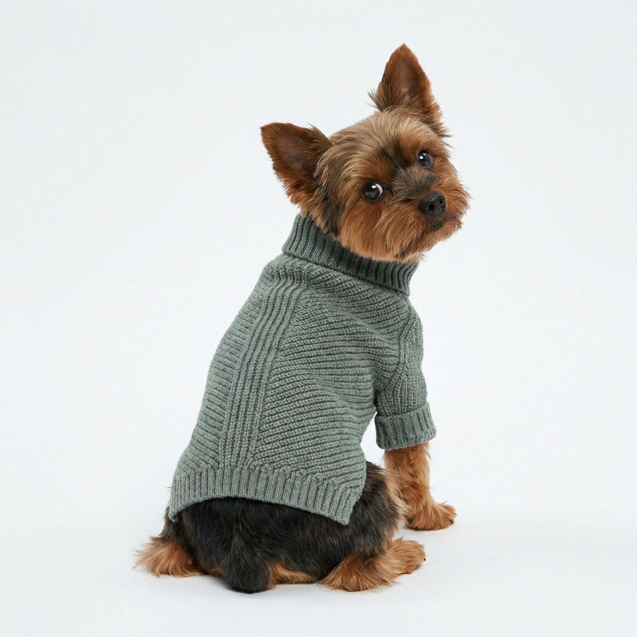 Fitwarm Pull à col roulé pour chien, manteau thermique en tricot pour animal de compagnie, vêtements d'hiver pour petit chien, vêtement pour chat, gris chiné, taille XXL