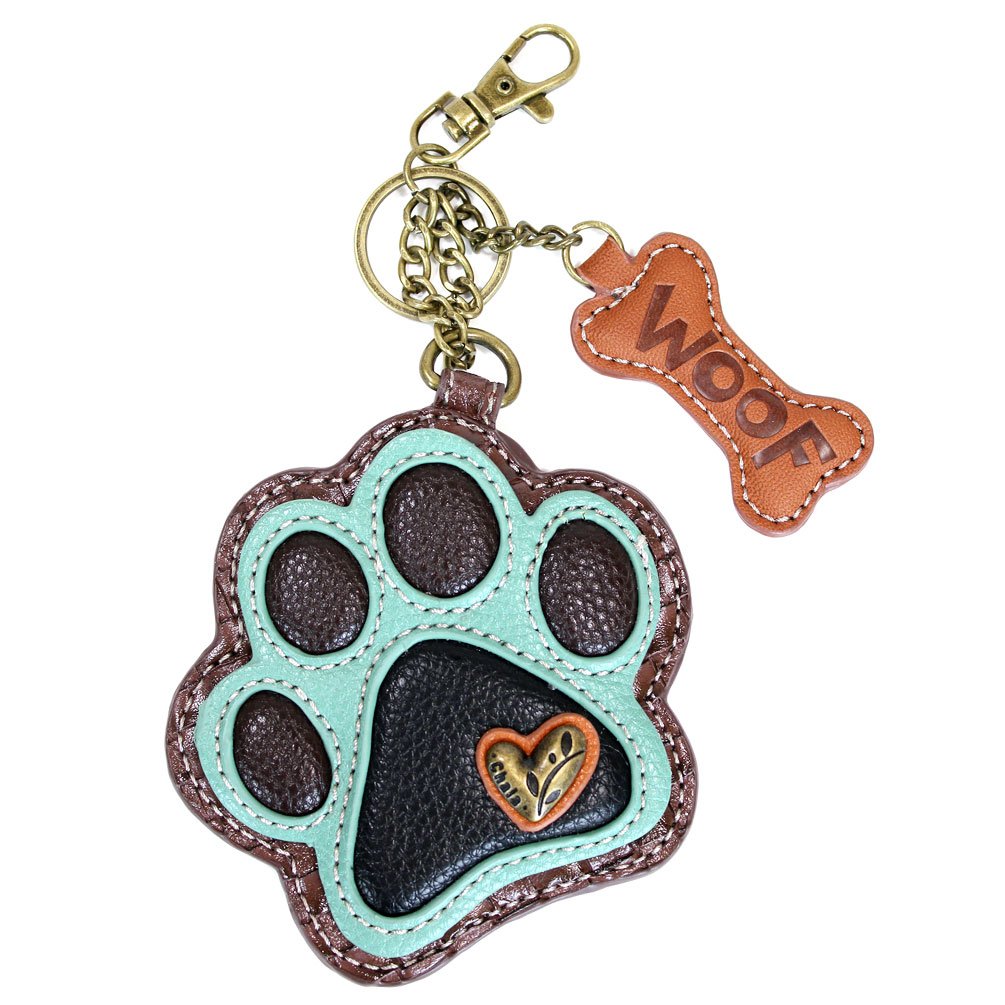 CHALA Dog Collection Women's Decorative Key Fob/Coin Purse Accessory - Paw Print - teal