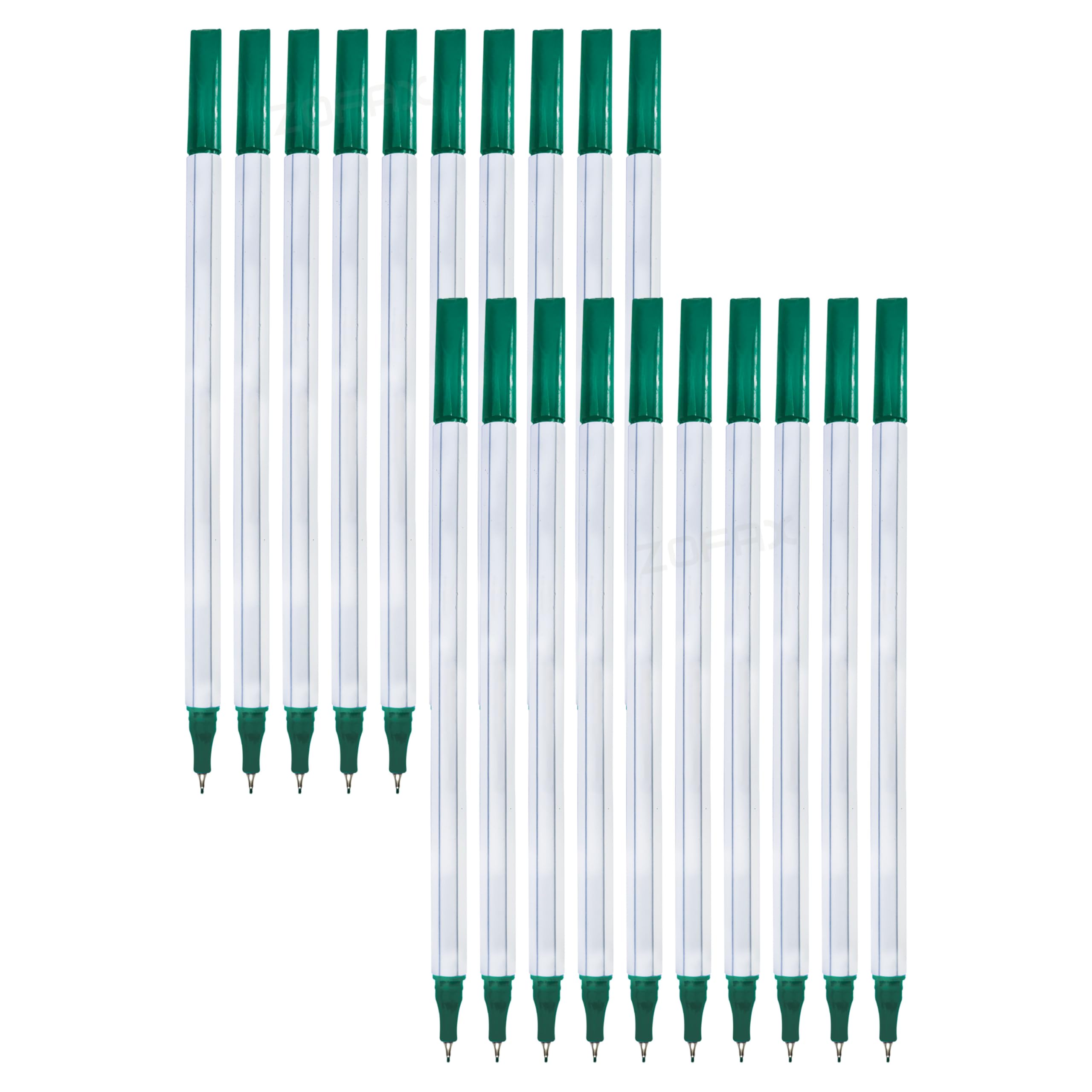 SAINO Fineliner Pens, 0.3mm Fine Point, GREEN, Pack of 20, xFineStic3MM Fineliner for Writing Drawing Sketching Colouring Handwriting Illustrations