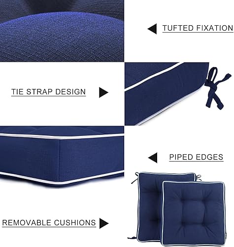 Miniatura 5 de Favoyard Juego de cojines para mecedoras para interiores y exteriores, resistentes al agua, para muebles de patio, resistentes al color, 3 años,