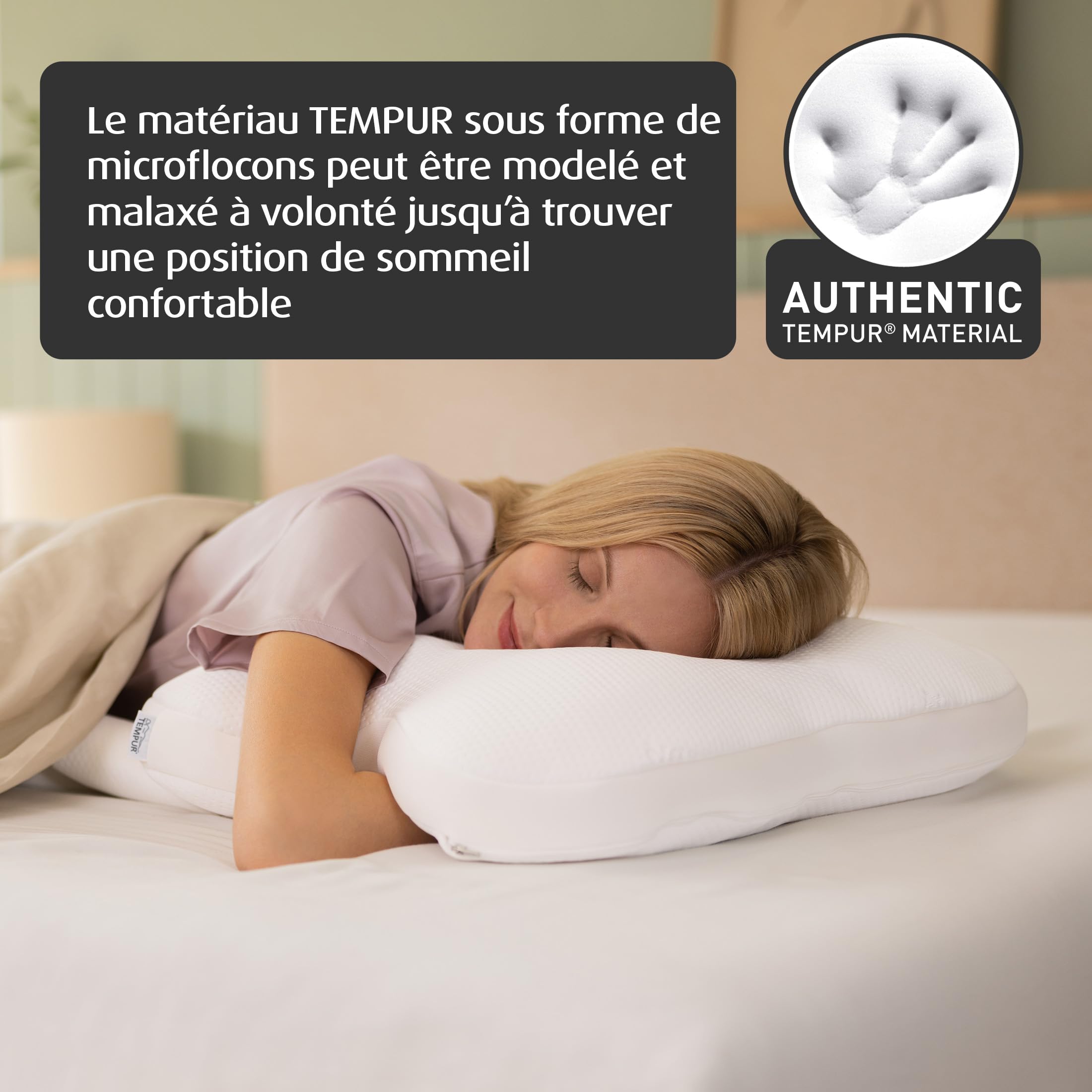 TEMPUR Ombracio Coussin de Couchage Ergonomique en Forme de Papillon, fermeté Moyenne, 60 x 50 x 10 cm, Blanc