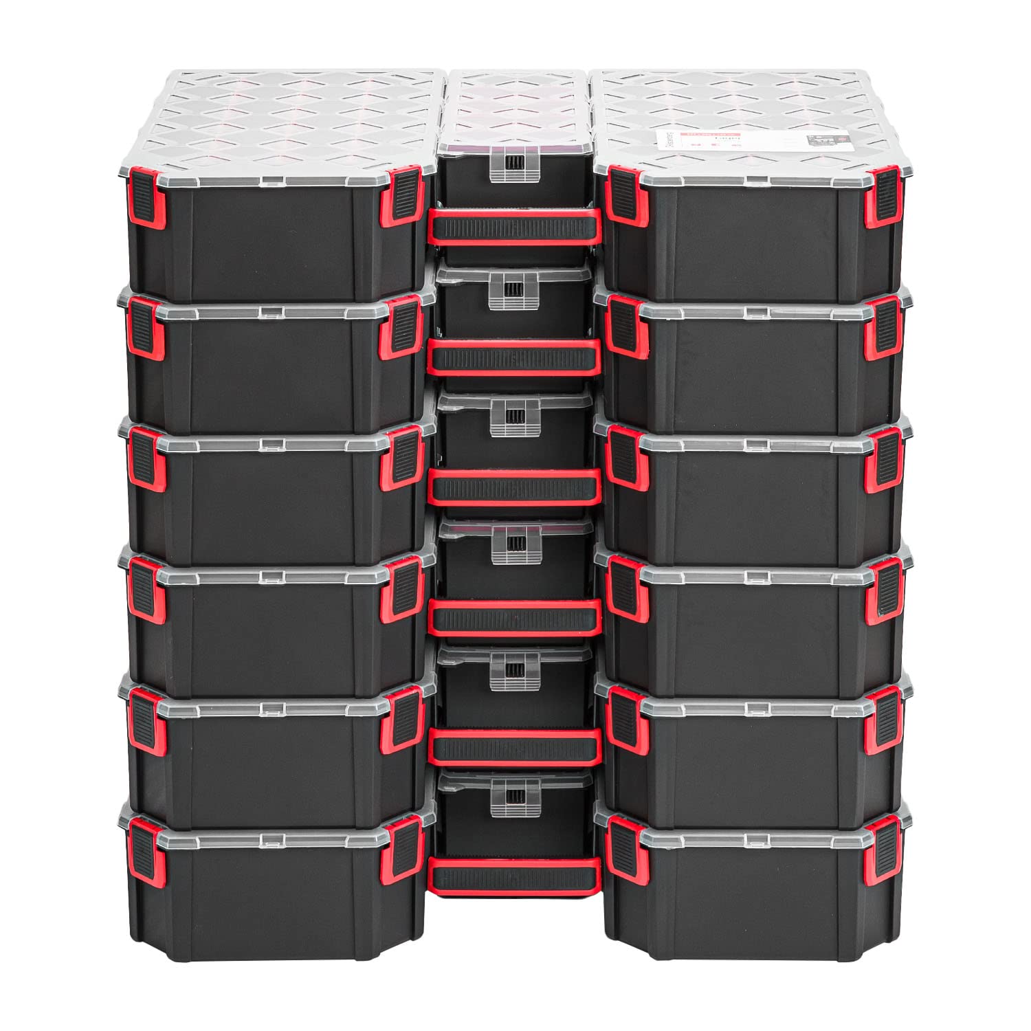 6 x modułowa skrzynka asortymentowa XXL – 390 x 577 x 105 mm – magazynek na małe części skrzynka do sortowania z przezroczystą pokrywką, walizka do sortowania, skrzynka na narzędzia, walizka asortymentowa, skrzynka z wyjmowanymi przegródkami