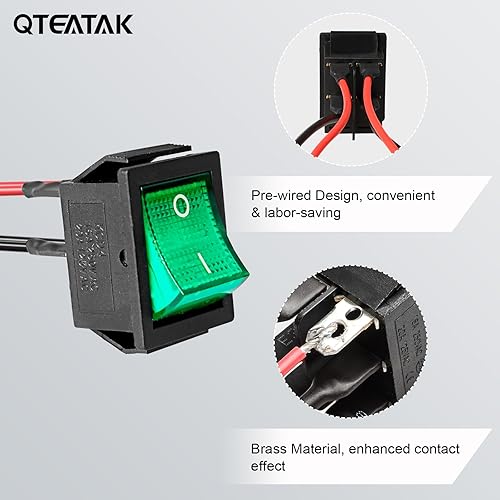 Vista 15 de QTEATAK 2 unids AC 20A/125V 15A/250V DPST 4 pines 2 posiciones ON/Off Boat Rocker interruptor de palanca con luz LED roja