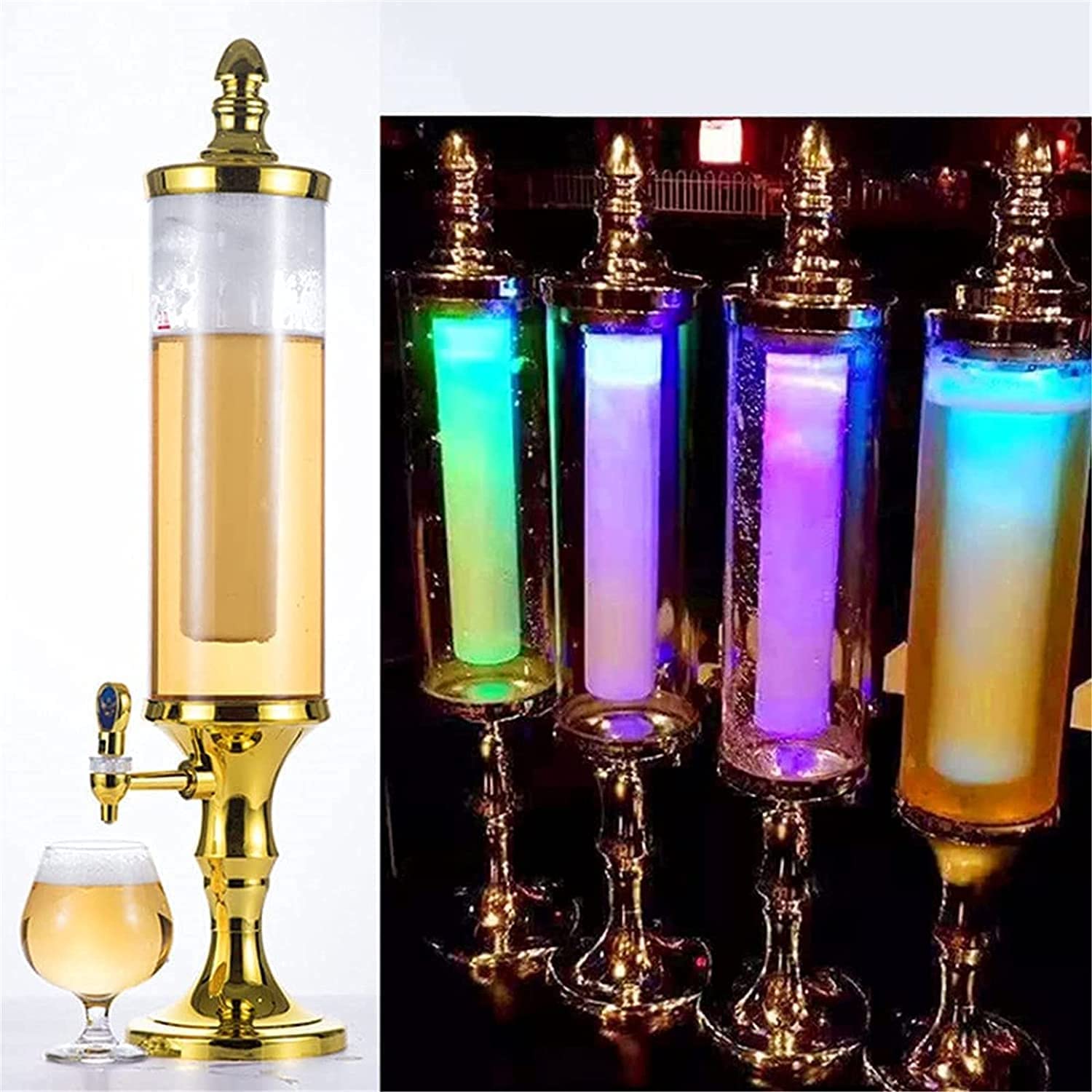 Distributore di vino, birra, succo di frutta con luci a LED, dispenser da tavolo con tubo per ghiaccio, per bar, feste, ristoranti, KTV, barbecue