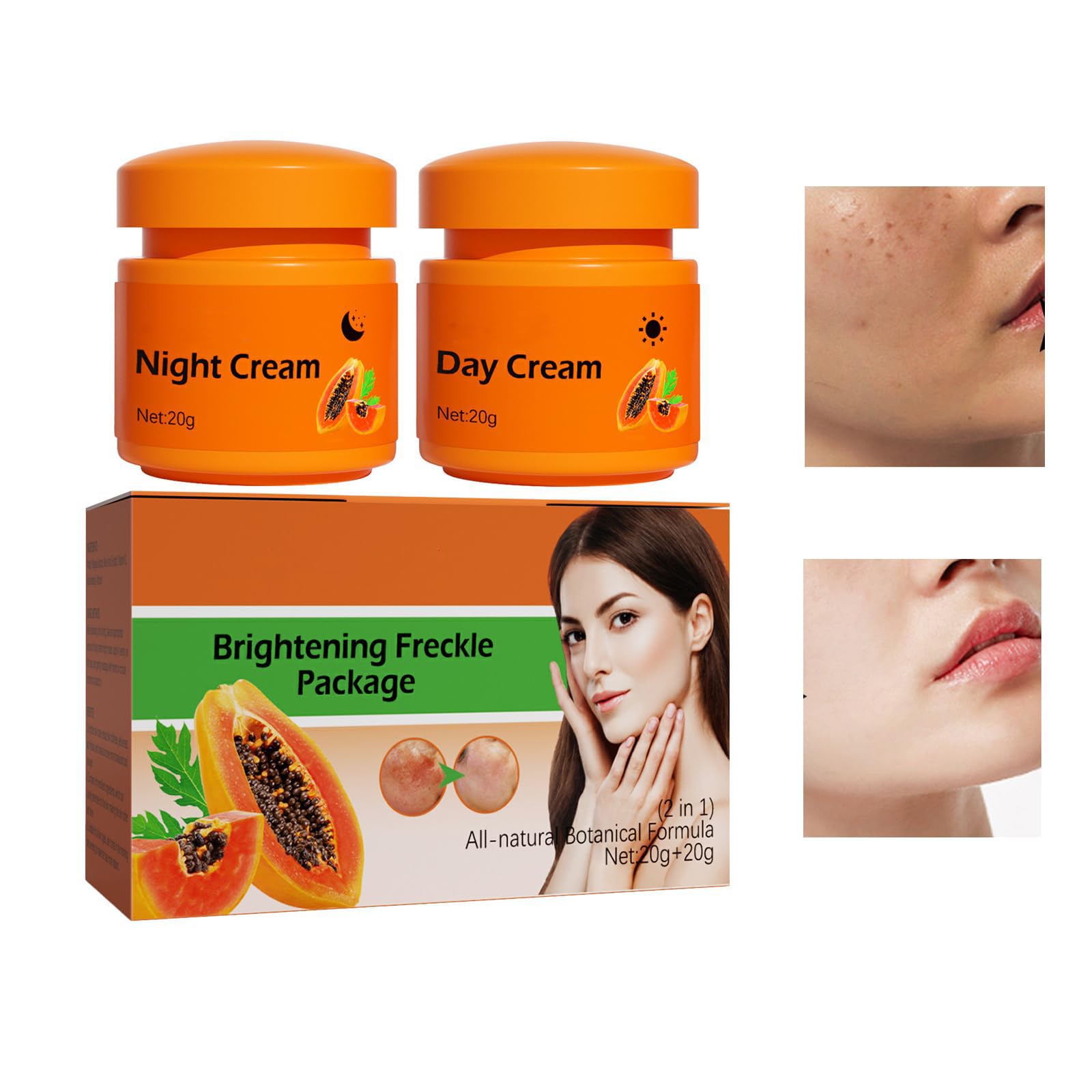 Papaya Whitening Cream Brightening Cream Skin Whitening Cream Papaya Whitening Cream for Face Day Cream and Night Cream Against Freckles Armpit Whitening Cream, Pack of 2