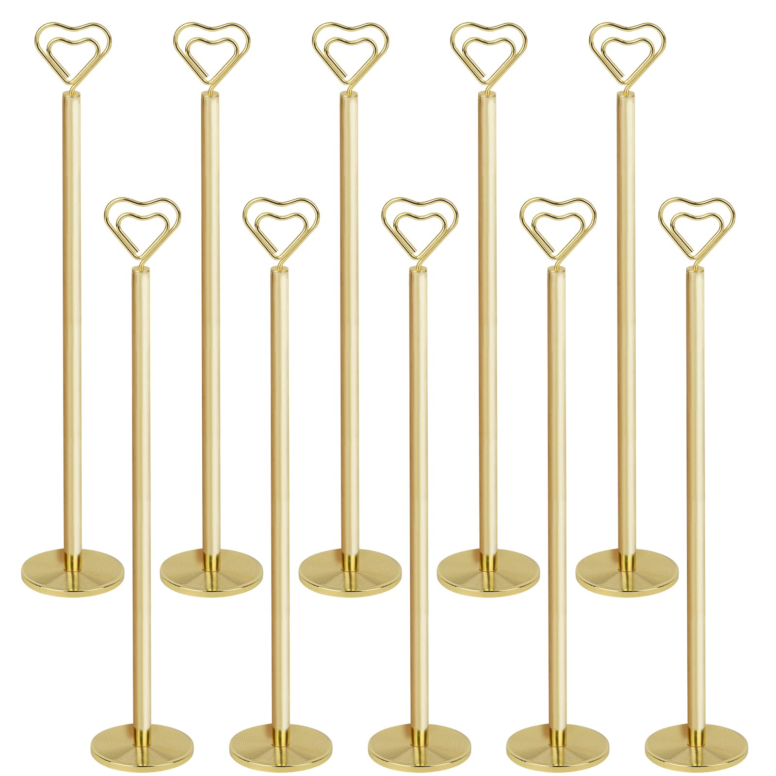 Muka 10 Stück Tischkartenhalter, 30,5 cm, Herzform, Tischnummernhalter für Hochzeit, Party (Gold)
