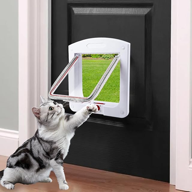 Foto 6 de 7 de Mritrit Puerta para Gatos, Gatera para Gatos con Cierre Magnético de 4 Vías, Puertas Cachorros, Puerta…