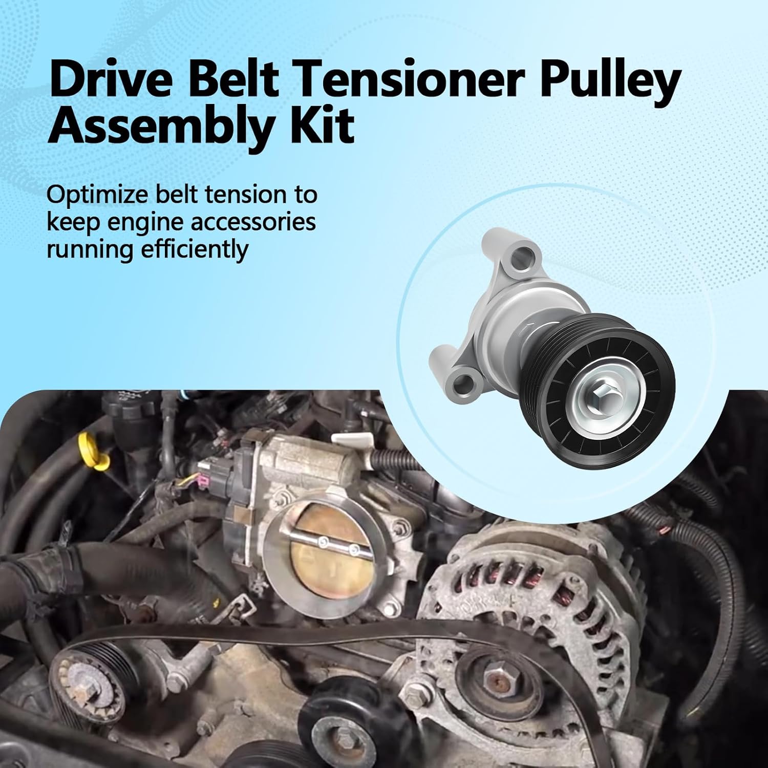 39083 Drive Belt Tensioner Pulley Assembly Kit Compatible with Chevy Silverado/Suburban 1500 2500 3500 HD, Avalanche 2009-2013, Tahoe 2009-2014, GMC Yukon Sierra, Cadillac Escalade 2009-2014