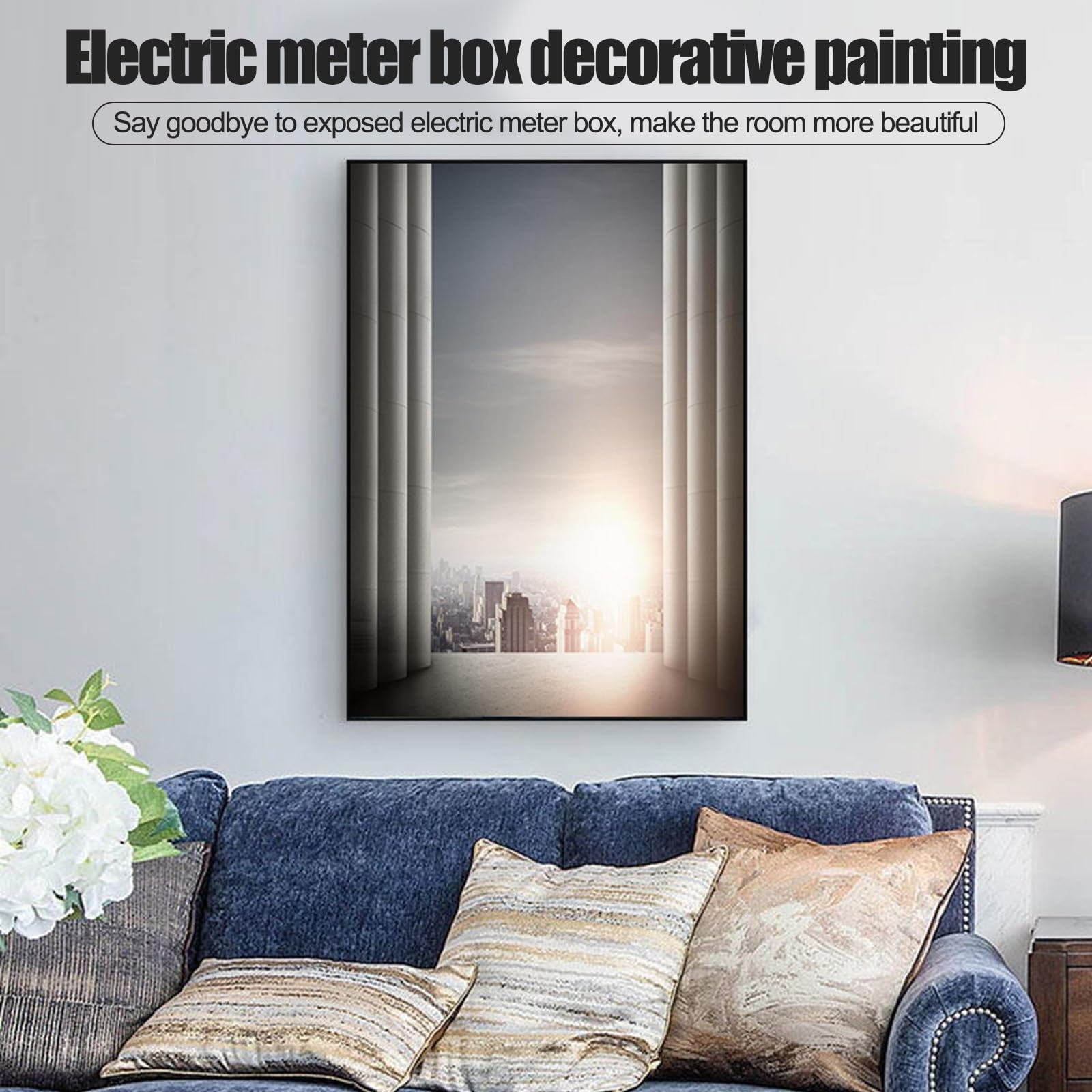 Generico Copertura Decorativa per Scatola contatore Elettrico - Arte Creativa da Parete per Pannello Interruttore e Interruttore Fusibile, Pittura Decorativa per Quadri elettrici Domestici