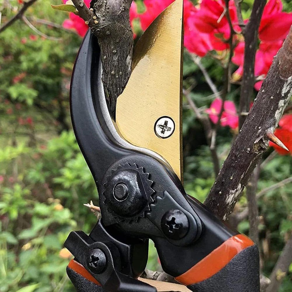Heavy-Duty Garden Shears,Premium Titanium Bypass Pruning Shears,Rust-Resistant Steel Blade Garden Clippers,Hand Pruners Heavy Duty for Gardening (2PCS)