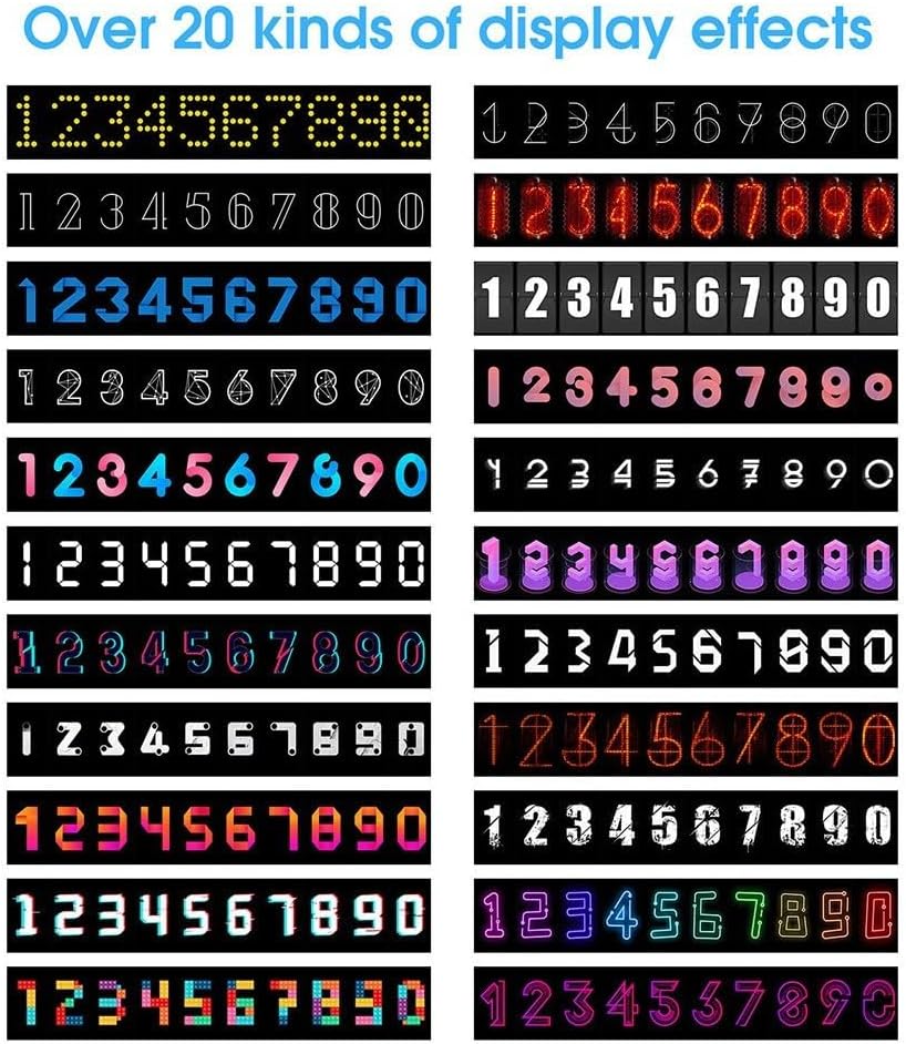 IPS Nixie Tube Clock, Creative Color Screen Desk Digital Clock with 6-Bit IPS LCD Screen, Supports DIY Images, Glow Tube Nixie Clocks for Decorating Rooms and Desks