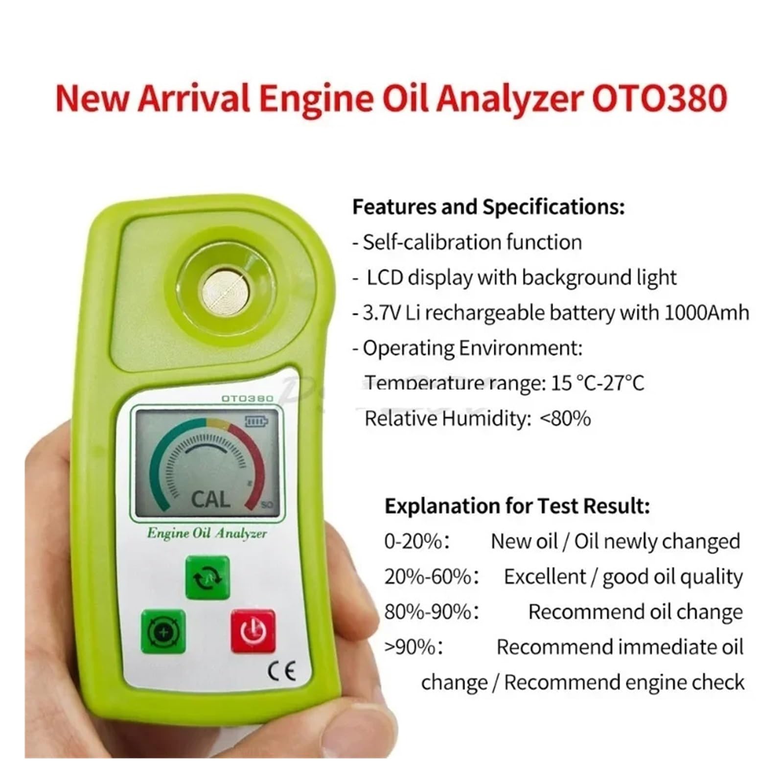 Tester Liquido Freni, Analizzatore di qualità 'Olio for Autoveicoli con Display Digitale Analizzatore di Olio Motore Tester di Olio Lubrificante
