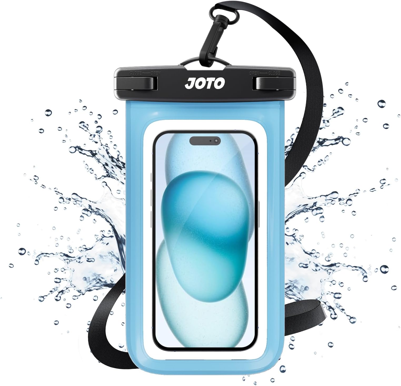 JOTO Universal Waterproof Phone Pouch Cellphone Dry Bag Case for iPhone 17 16 15 14 13 12 11 Pro Max Air Mini Plus Xs XR X 8 7 6S, Galaxy S23 S22 S21 Plus Note, Pixel up to 7" -Blue
