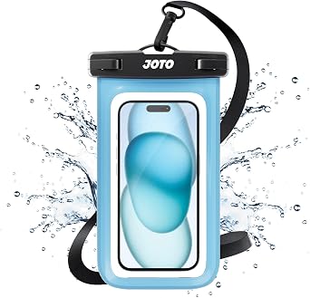 JOTO Universal Waterproof Pouch Case for iPhone 16 15 14 13 Plus Pro Max, IPX8 Cellphone Dry Bag 12 11 Pro Max XR X 8 7 6S Plus SE, Galaxy S23 S22 S21 S20+ S20 S10 Plus Note, Pixel up to 7" -Blue