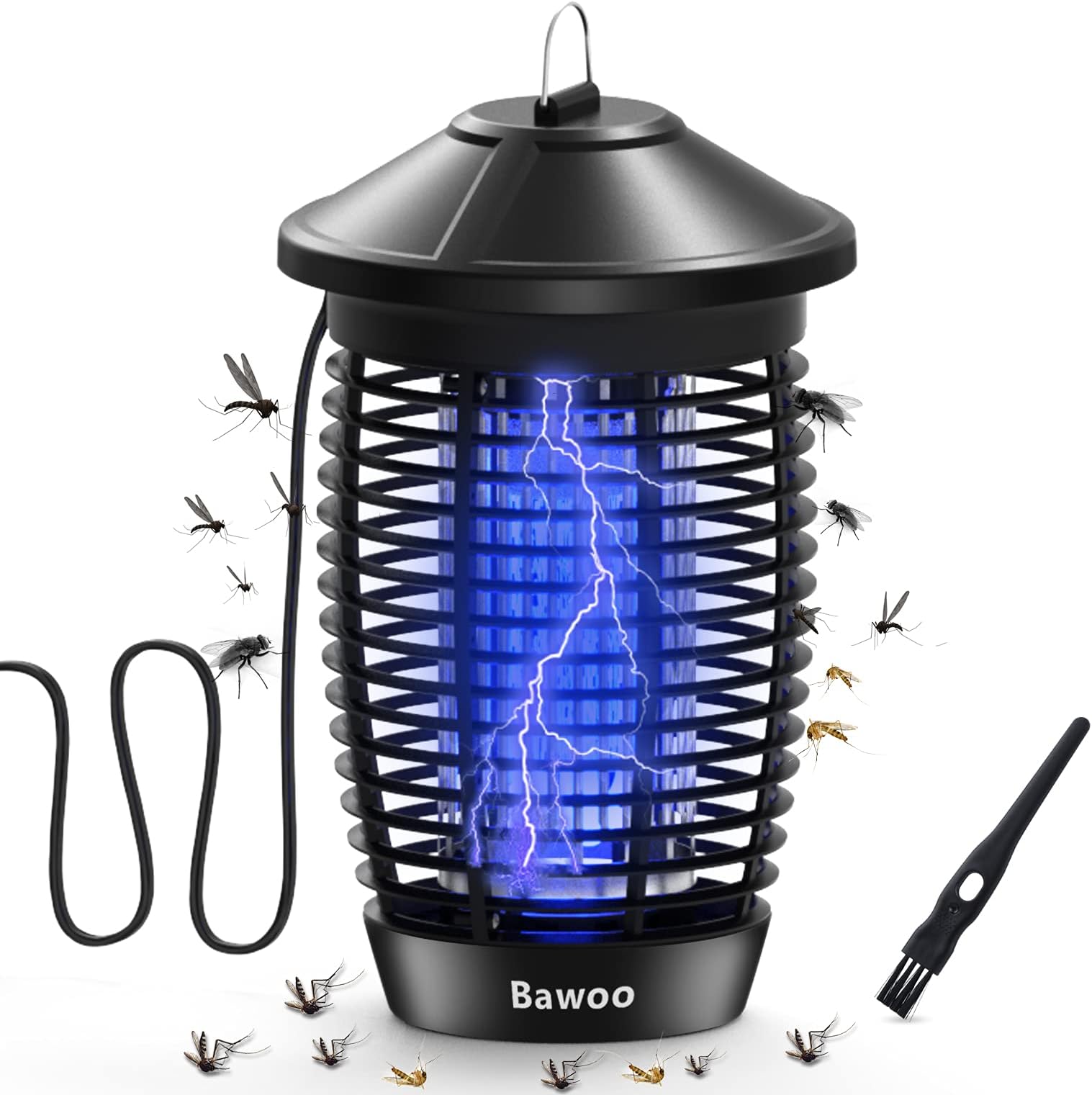 Bawoo Mosquito Killer Lamp, 4000V Electronic Fly Killer Bug Zapper 360°Quiet No Radiation Insect Fly Trap with Detachable UV Light for Indoor Outdoor Use