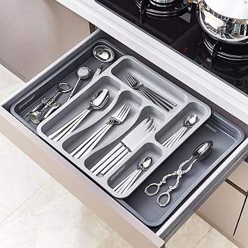 Badem10 Spoon Holder Drawer interior Adjustable Openable Knife Spoon Fork Drawer Interior Editor Sliding Spoon Holder, Badem10