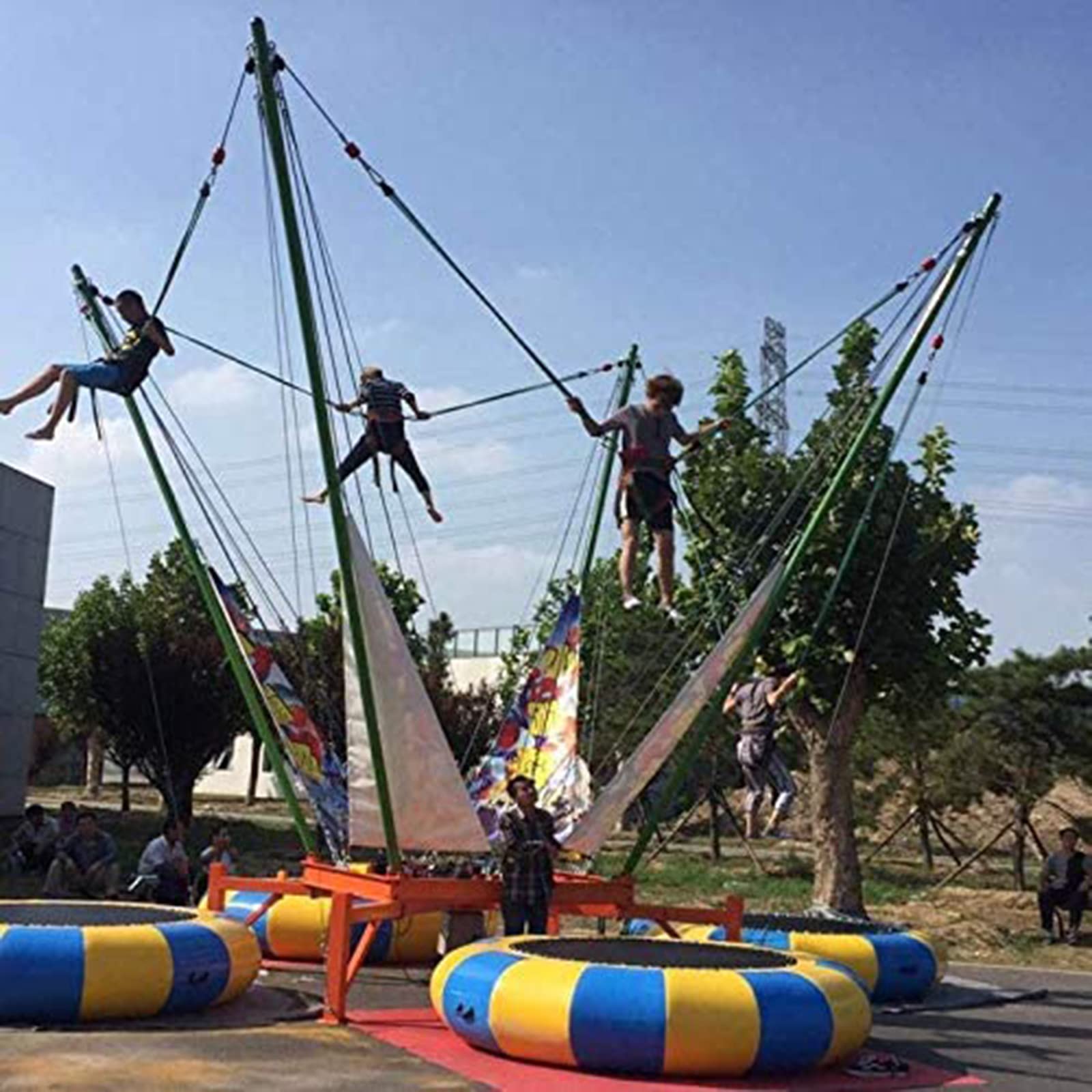 Trampolin-Sicherheitsgurt mit Bungee-Gurt für Kinder und Erwachsene, Outdoor-Sport und Fitnessstudio, Trampolin-Zubehör, Blau
