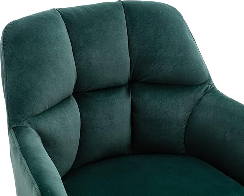 Miniatura 8 de EALSON Cómoda silla de escritorio de terciopelo moderna para computadora, sin ruedas, silla giratoria con brazo de respaldo medio para sala de