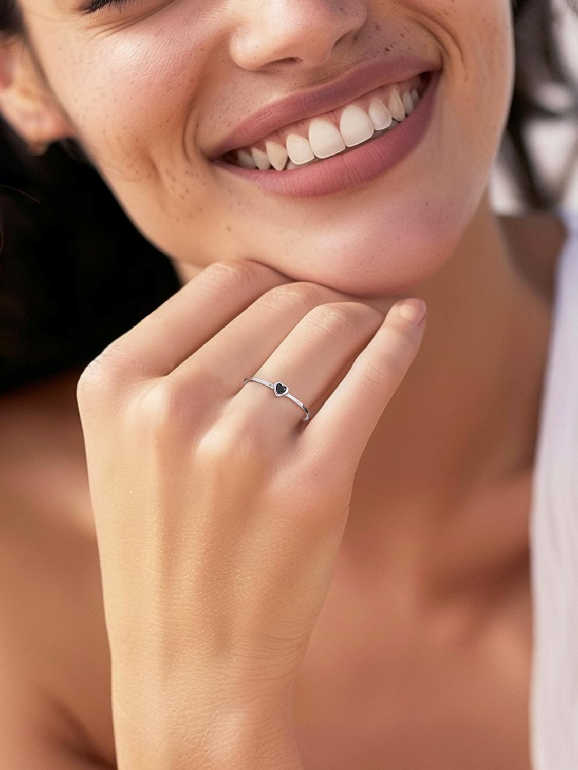 Silvora Silver Wedding Band for Woman Heart Cubic Zirconia Jewelry