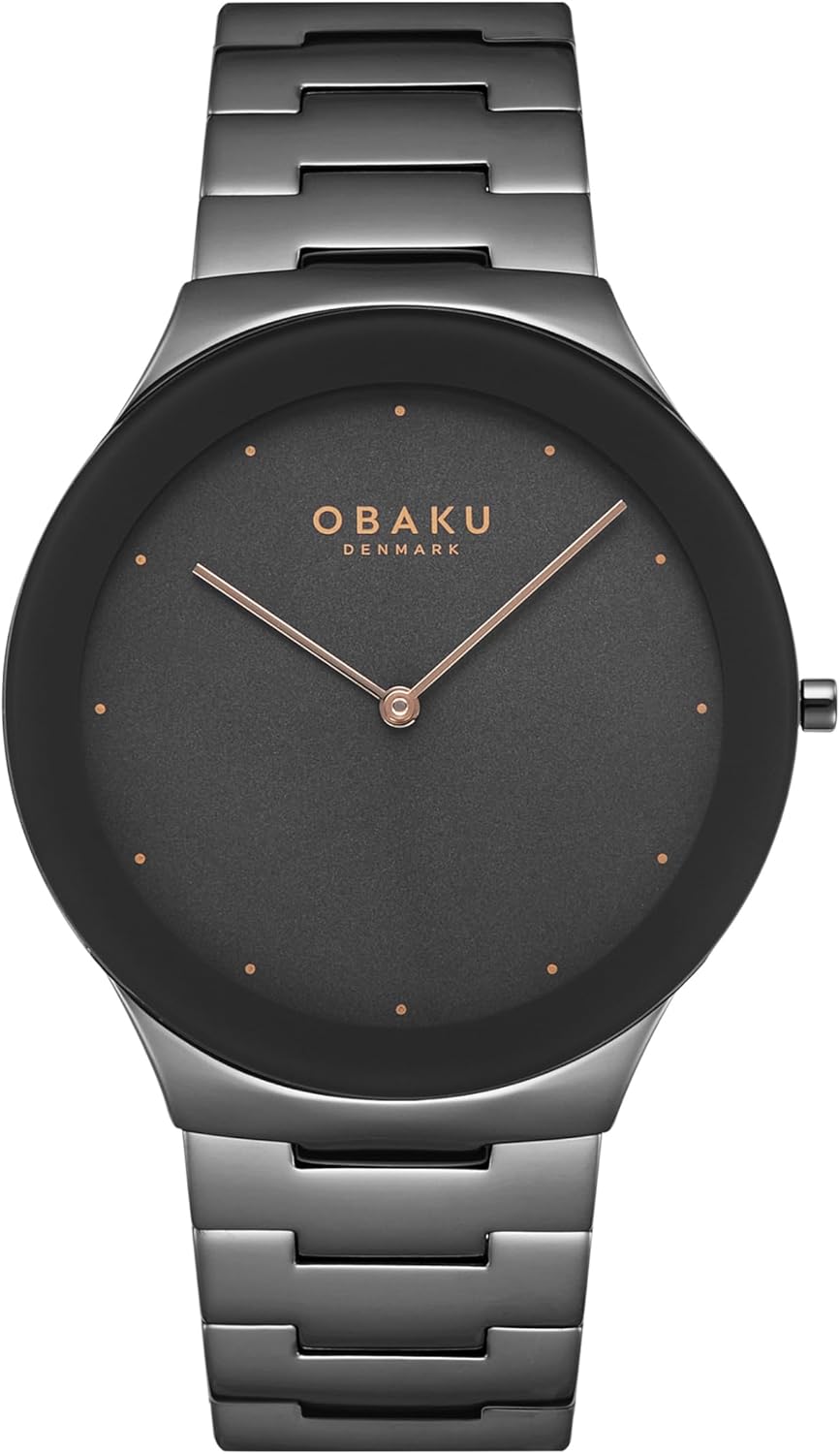 Obaku Men’s Watch, Stainless Steel Case, Extra-Hardened Mineral Crystal, Stainless Steel Mesh Bracelet