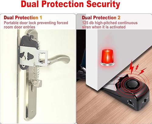 Miniatura 5 de Alarma de tope de puerta y cerradura de puerta de hotel, kit de puerta de seguridad de doble protección, dispositivos de seguridad para puerta, tope