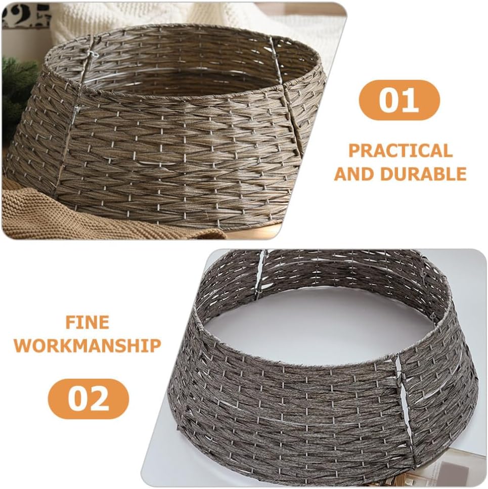 PRETYZOOM Christmas Tree Skirt Collar Handmade Knitted Tree Decoration for Xmas Decor Stylish Base Cover for Festive Holiday Display