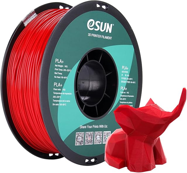 eSUN PLA+ Filament 1.75mm, 3D Printer Filament PLA Plus, Dimensional Accuracy +/- 0.03mm, 1KG Spool (2.2 LBS) 3D Printing Filament for 3D Printers, Fire Engine Red