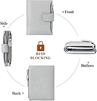 Vista 4 de FALAN MULE - Cartera de cuero auténtico para mujer, pequeña, plegable y compacta, con bloqueo de interferencia de radiofrecuencia (RFID)