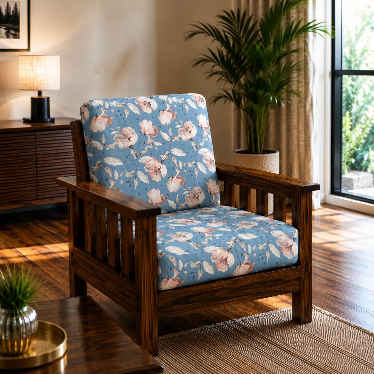 Stretchable/Spandex Printed Sofa Slip Cover, Pack of 10 Sofa seat Covers can use for livingroom, Couch, Wooden Sofas & Offices (Blue Floral)-image-48