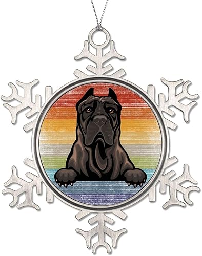 Miniatura 3 de CowkissSign Presa Canario Tree Decoration Ornament - Christmas Snowflake Ornament - Dog Lover Mom Gift Peeking Dog Snowflake Metal Ornaments for