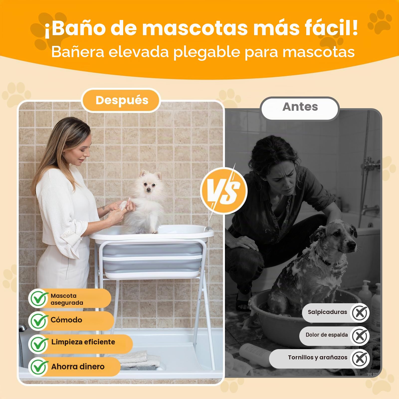 Beberoad Bañera para mascotas pequeñas, multifuncional plegable con tubo de drenaje, bañera portátil para perros y gatos pequeños y medianos máx. hasta 28 kg (gris)
